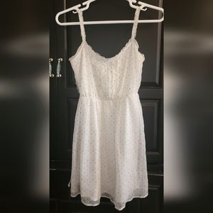 White Size S Zara Ruffle-front Sundress with Tiny Polka Dots